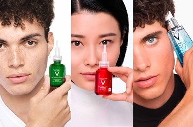Verdeutlichung von Menschen in unterschiedlichen Lebensphasen mit passenden Vichy Produkten