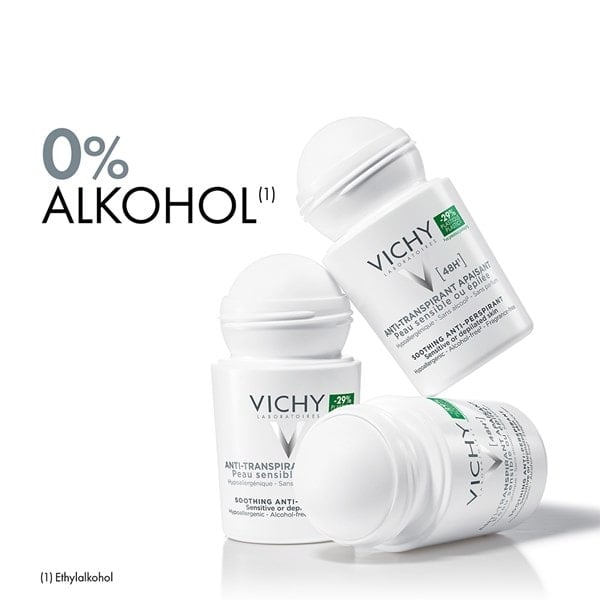 Drei Vichy Anti-Transpirant 48h sensitiv Deodorants mit 0% Alkohol