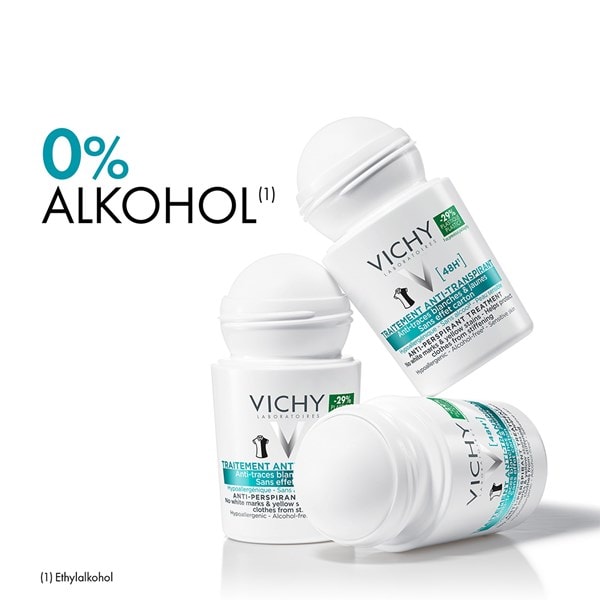 Drei Vichy Anti Transpirant 48h anti Flecken Deodorants mit 0 Prozent Alkohol