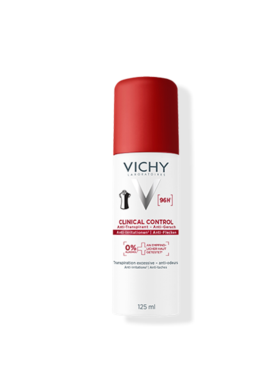 Vichy Clinical Control Anti-Transpirant Deodorant-Spray 96h mit roter Kappe, 125 ml