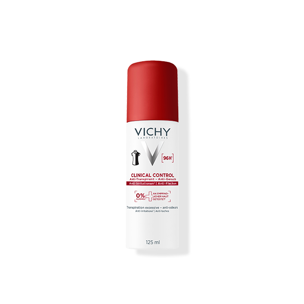 Vichy Clinical Control Anti-Transpirant Deodorant-Spray 96h mit roter Kappe, 125 ml