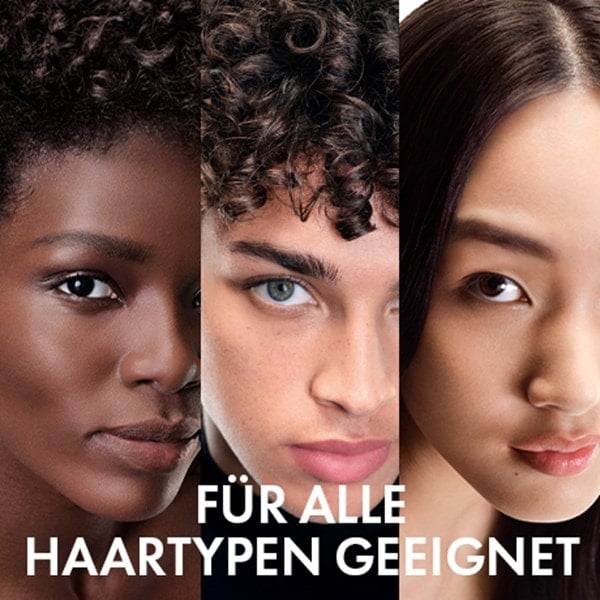 Bild dreier Menschen mit unterschiedlichen Haartypen für die das Dercos 2in1 anti-Schuppen Shampoo geeignet ist.