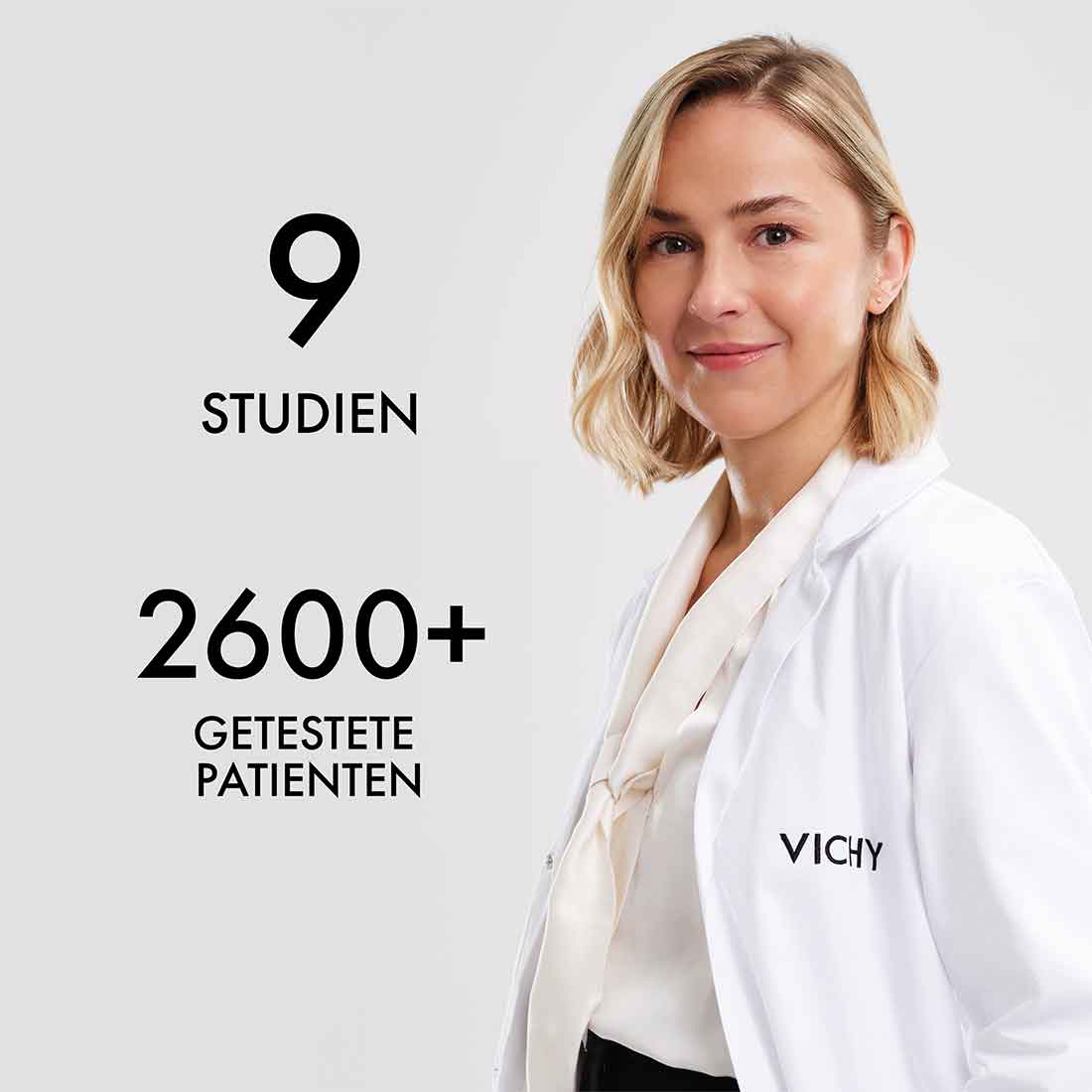 Eine Frau im Vichy-Kittel lächelt in die Kamera. Es wurden in 9 Studien über 2600 Patienten getestet. 