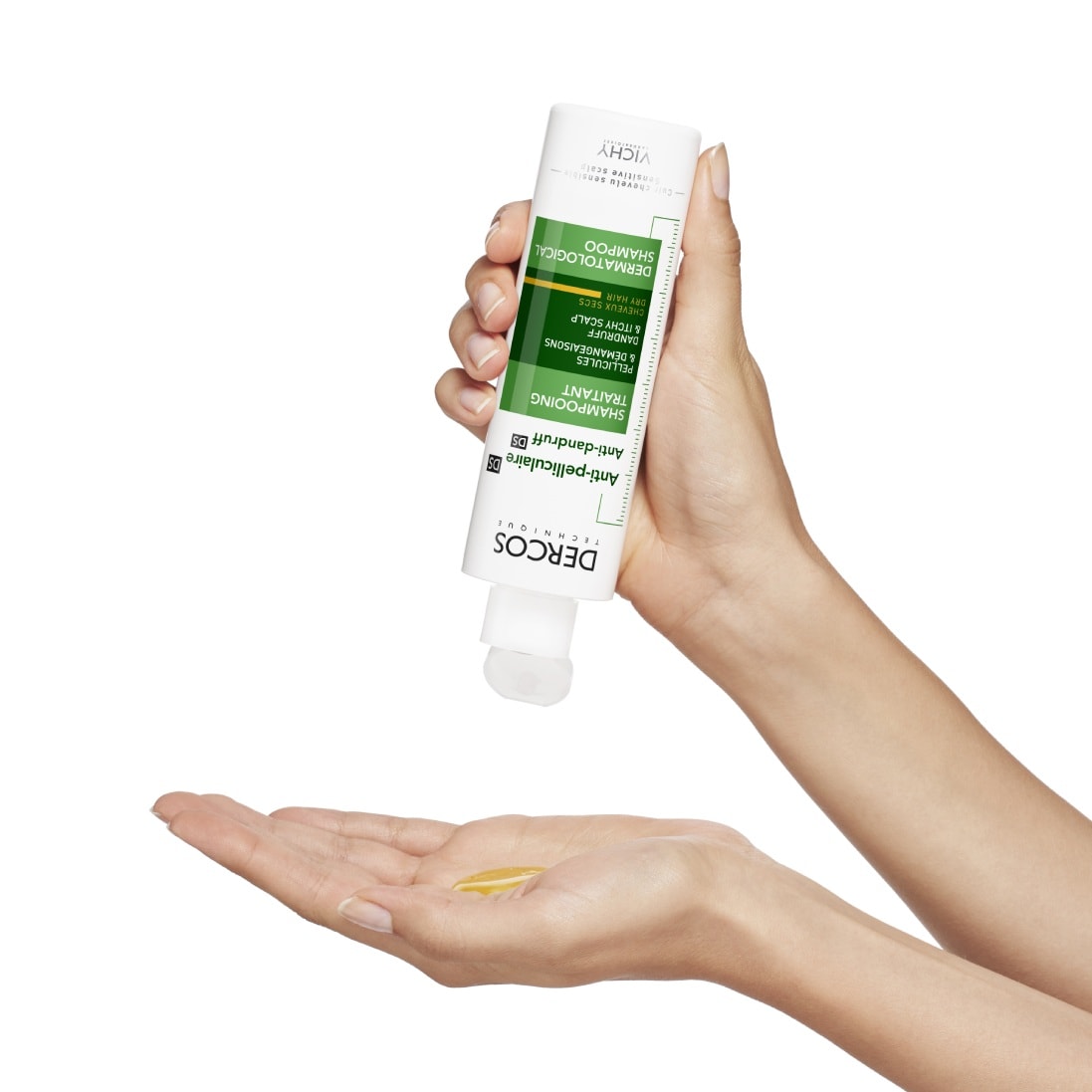 DERCOS Anti Schuppen Shampoo trockenes Haar Anwendung