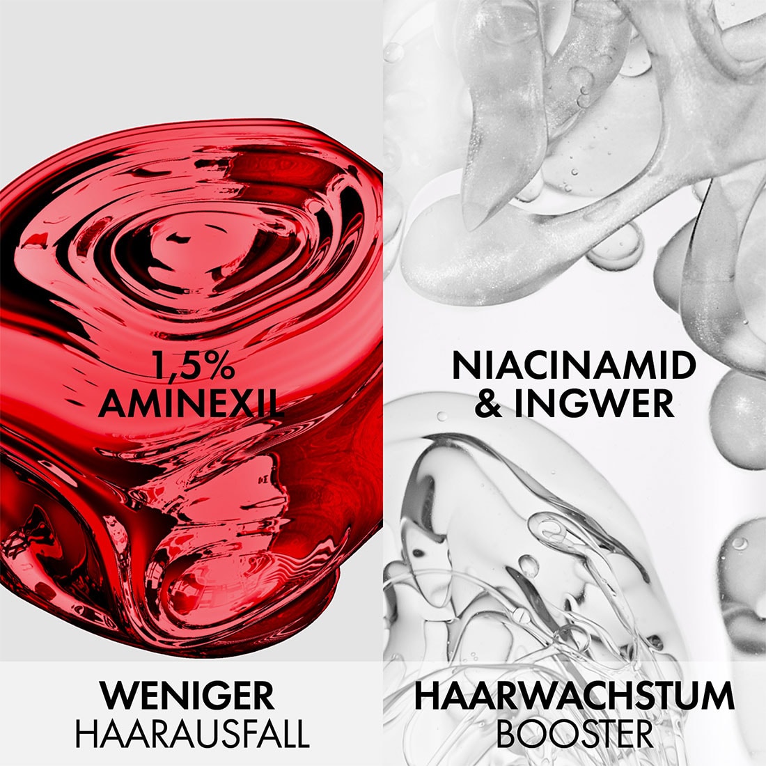 Aminexil sorgt für weniger Haarausfall, Niacinamid und Ingwer sind die Haarwachstums Booster