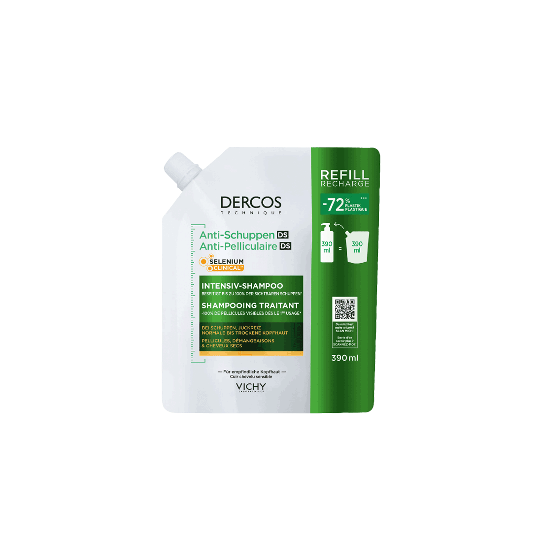 Vichy DERCOS Nachfüllpack Anti-Schuppen Shampoo für trockenes Haar