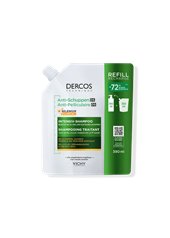 Vichy Dercos Anti-Schuppen Intensiv-Shampoo als 390-ml-Nachfüllpackung mit 72 % weniger Plastik.