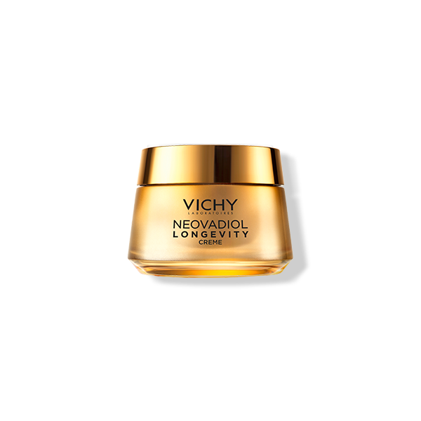 Die goldene verpackung der VICHY Neovadiol Longevity Pro Volumen Creme 