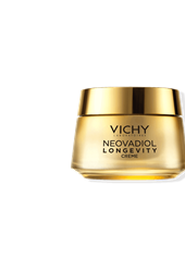 Die goldene verpackung der VICHY Neovadiol Longevity Pro Volumen Creme