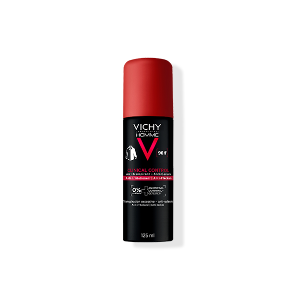 Vichy Homme Clinical Control Anti-Transpirant Deodorant-Spray 96h mit roter Kappe, 125 ml
