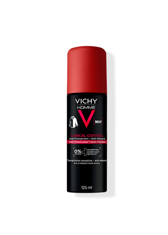 Vichy Homme Clinical Control Anti-Transpirant Deodorant-Spray 96h mit roter Kappe, 125 ml