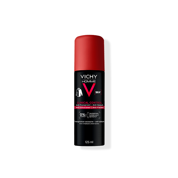 Vichy Homme Clinical Control Anti-Transpirant Deodorant-Spray 96h mit roter Kappe, 125 ml